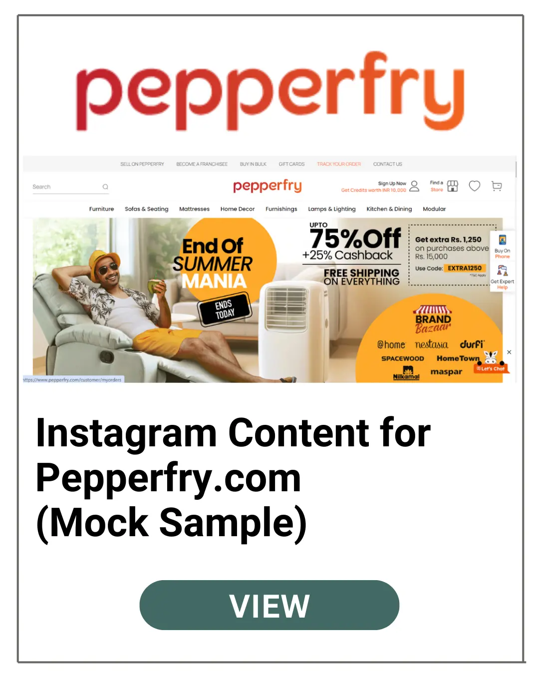Instagram Content for Pepperfry.com (Mock Sample)